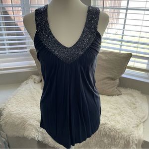 Navy Beaded Tank Top